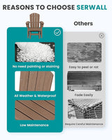 SERWALL Outdoor Glider Chair, HDPE Patio Glider Rocker All-Weather Porch Glider for Outside, Brown - Photo 8