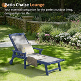 LUE BONA Chaise Lounge Chair Outdoor Set of 4, HDPS and HDPE Wicker Material - Photo 5
