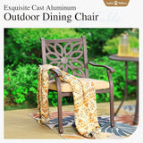 Sophia & William 2 Pieces Cast Aluminium Patio Dining Chairs Bronze with Cushions - Photo 7