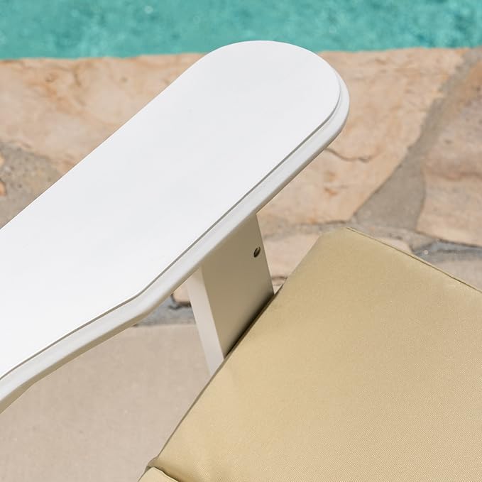 Christopher Knight Home 304625 Amenda Outdoor Acacia Wood Folding Adirondack Chairs with Cushions (Set of 2), White and Khaki