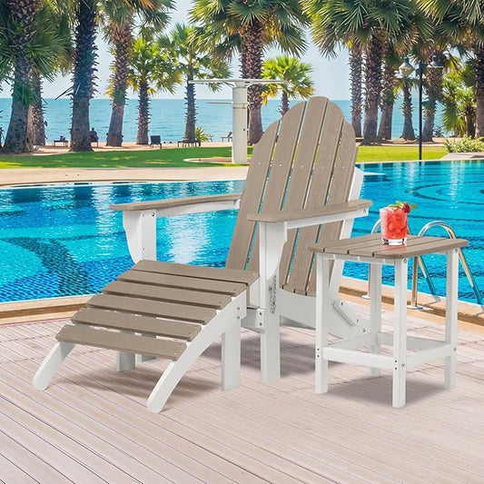 BPS Adirondack Ottoman, HDPE Plastic Outdoor Footrest, All Weather Foot Stool for Adirondack Chair, Outdoor Foot Rest for Patio,Backyard, Lawn, Fire Pits