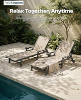 Patio Chaise Lounge Chair with Wheels & Cup Holder - Photo 4