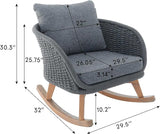 Outdoor Wooden Rocking Chair, Patio Rocking Chair with Soft Cushions & Wood Leg - Photo 2