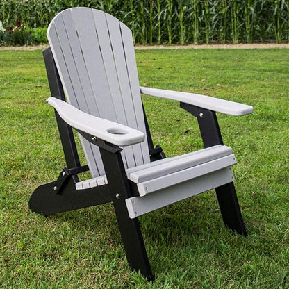 Furniture Barn USA Poly Folding Adirondack Chair, Light Gray and Black