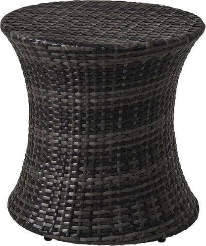 Sundale Outdoor Small Side Table Patio Rattan End Table 20 Inch Hourglass Wicker Accent Tables Steel Frame Lightweight Dark Grey