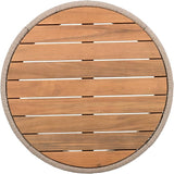 Outdoor Rattan Coffee Table with Solid Acacia Wood Tabletop, Patio Round Coffee Table Side Table (Beige) - Photo 6