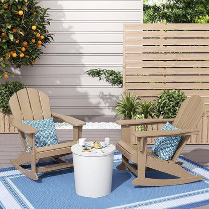 WestinTrends Malibu 2 Piece Set Outdoor/Patio Poly Adirondack Rocking Chairs (2 Seater), Weathered Wood