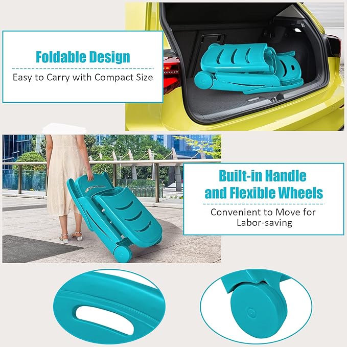 Tangkula Outdoor Chaise Lounge Chair, Adjustable 5-Position Recliner Chair with Built-in Wheels - Photo 7