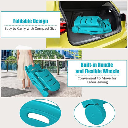 Tangkula Outdoor Chaise Lounge Chair, Adjustable 5-Position Recliner Chair with Built-in Wheels, Weather-Resistance Folding Lounge for Patio, Backyard, Poolside and Beach (1, Turquoise)