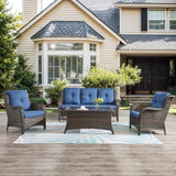 Belord Patio Wicker Furniture 4 Pieces Outdoor Furniture Set Patio Sofa Set with Wicker Chairs and Coffee Table - Photo 1