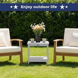 Square Outdoor Side Table Adirondack Side Table, Waterproof & 2-Tier Small End Table for Patio, Beach Chair & Poolside - Photo 5