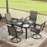 VICLLAX 40.2" Square Patio Dining Table for 4, Outdoor Table with Umbrella Hole, All Weather Metal Patio Table - Photo 5