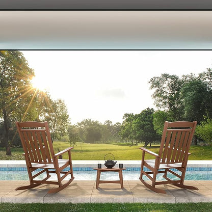 FUNBERRY Outdoor Rocking Chairs Set of 2, HDPE All Weather Poly Lumber Rocker, High Back Patio Rockers Easy Assembly