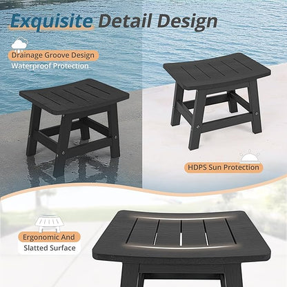LUE BONA Outdoor Adirondack Ottomans, Footrest Footstool Set of 2, Outdoor Foot Rest for Patio, HDPS All Weather Waterproof Footrest Footstool for Adirondack Chair, Black