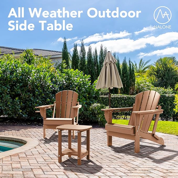 nalone Adirondack Side Table 16.5" Outdoor Side Table HDPE Plastic Double Adirondack End Table Small Table for Patio - Photo 7