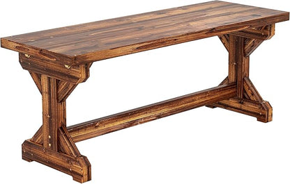 Outsunny Outdoor Wooden Bench, 2-Person Rustic Patio Garden Bench Seat, Backless Outdoor Loveseat with Farmhouse X-Shaped Base for Porch, Park, Lawn, Yard, Carbonized