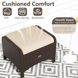 RELAX4LIFE Wicker Outdoor Ottomans for Patio - Set of 2 Rattan Footstools w/Removable Cushions - Photo 6