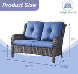 HUMMUH 4 Piece Patio Conversation Furniture Set PE Wicker Rattan Outdoor Loveseat Sofa, Patio Chairs - Photo 2
