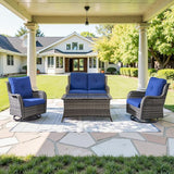 Belord 7 Piece Wicker Patio Furniture Set, Outdoor Swivel Rocker Chairs Set of 2 with Ottomans and Loveseat - Photo 9
