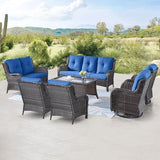 Belord Outdoor Furniture Wicker Conversation Sets - 7 Piece Patio Rattan Furniture Sets with Swivel Rocker Chairs - Photo 2