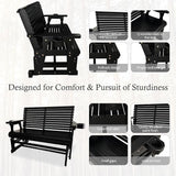 Fortune Candy Patio Glider with Cup Holders, High Roll Back and Deep Contoured Seat,Heavy Duty 800 Lb (Black, 2-Seater) - Photo 5