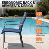 Patio Chairs Set of 8, Outdoor Dining Chairs High Back, All-Weather Padded Textilene Chair for Lawn Porch Garden - Photo 5