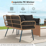 Tangkula Patio Wicker Loveseat, Outdoor Rattan 2-Seat Cushioned Sofa with Heavy Duty Metal Frame, for Backyard, Porch - Photo 9