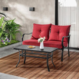 ONBRILL Small Metal Outdoor Coffee Side Table, Steel Coffee Tables for Patio, Outside, Garden, Balcony - Photo 2