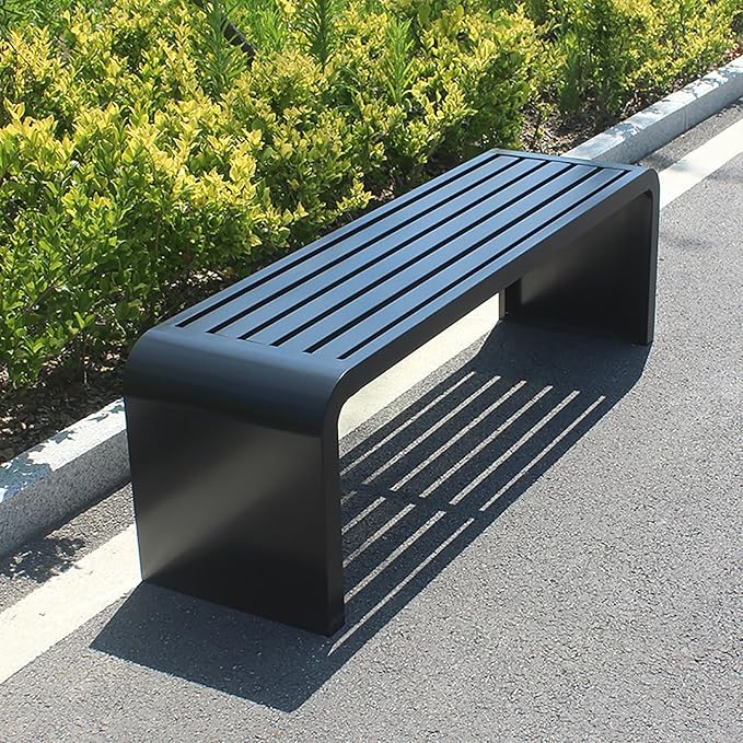 Outdoor Patio Garden Bench, Metal Bench, All-Weather Outdoor Park Bench, for Garden, Porch, Park, Balcony, Outside, Load Capacity 660lbs(Color:Black,Size:100cm/39in)