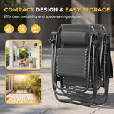 Greesum Zero Gravity Chairs Set of 2 Adjustable Steel Mesh Recliners Beach Deck Lawn Camping Patio Foldable Lounge - Photo 6