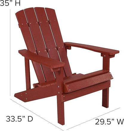 EMMA + OLIVER Outdoor Red All-Weather Poly Resin Wood Adirondack Chair