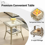 ovios Outdoor Side Table with Tempered Glass Top - Photo 4