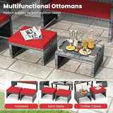 Tangkula 2 Pieces Patio PE Rattan Ottomans - Photo 6