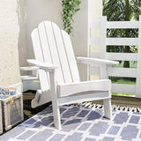 LUE BONA Folding Adirondack Chair, Cup Holder, Woodgrain, Fire Pit, Patio, Pool, White - Photo 1