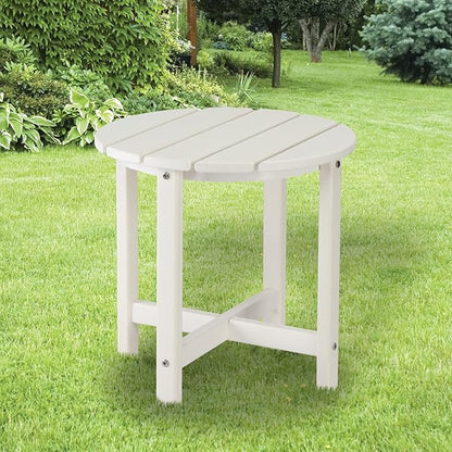 Patio Side Table, Pool Composite Patio Table,HDPE End Tables for Backyard,Pool, Indoor Companion, Easy Maintenance & Weather Resistant (Style 2-White)