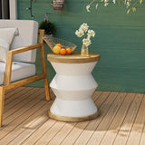 COSIEST Outdoor Side Table Set of 2, Round MgO Concrete Side Table, Patio End Table - Photo 2