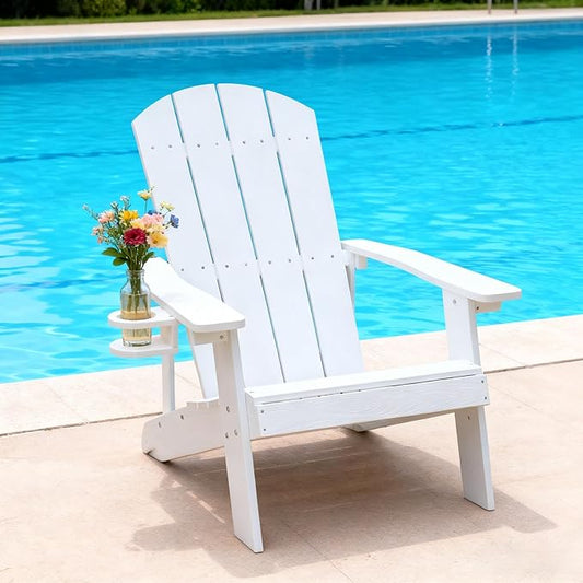 Outdoor Adirondack Chair, Weather-Resistant HIPS Patio Lounge Chair, 1Pcs Fixed Seating for Porch, Garden, Deck, Backyard