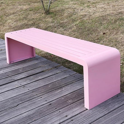 Garden Bench, Outdoor Patio Backless Bench, Metal Garden Benches, All-Weather Park Bench for Garden, Porch, Lounge(Color:Pink,Size:180 * 40 * 45cm/71 * 16 * 18in)