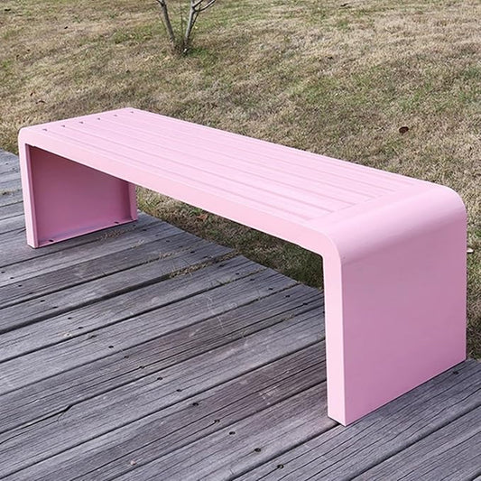 Garden Bench, Outdoor Patio Backless Bench, Metal Garden Benches, All-Weather Park Bench for Garden, Porch, Lounge(Color:Pink,Size:180 * 40 * 45cm/71 * 16 * 18in)
