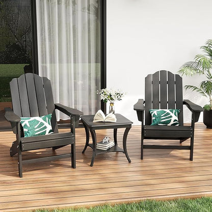PeakPursuit HDPE Adirondack Chair Set of 2 for Patio, Wood Texture Lawn Chair, Outdoor Patio Furniture for Garden Backyard Deck