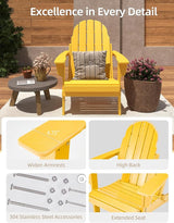 Folding Adirondack Chair - Durable HDPE Poly Lumber All-Weather Resistant - Photo 6