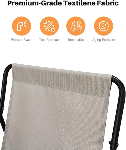 3 Pieces Outdoor Conversation Set, Metal Patio Bistro Set with 2 Outdoor Rocking Chairs and Side Table, Patio Furniture Set with Cushions for Apartment, Porch, Balcony, Poolside, Off-White