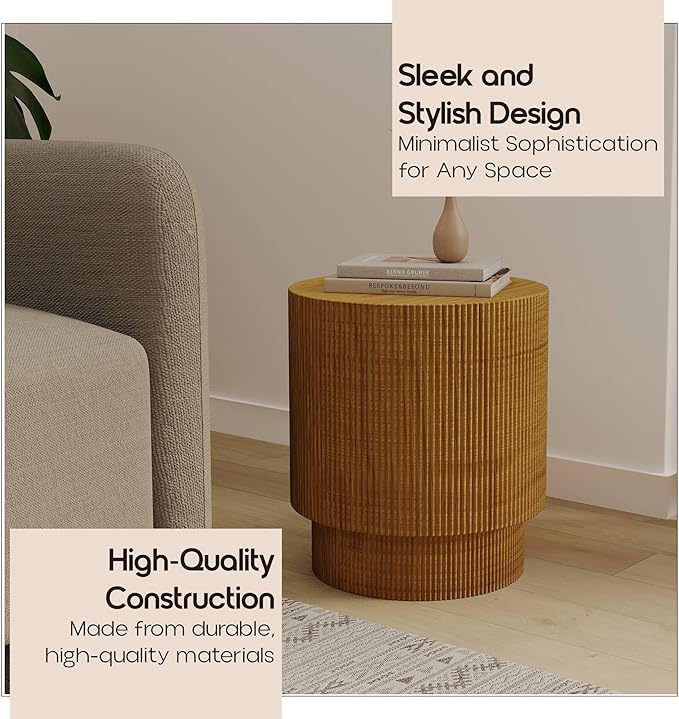 LeisureMod Modern Side Table Round Fiberstone Top Accent End Table for Home, Outdoor Patio, Living Room Sofa - Photo 5