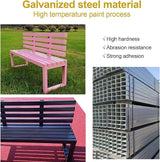 Outdoor Patio Benches, Garden Metal Bench with Backrest, for Front Porch, Yard, Patio, Entryway, Park - Photo 4