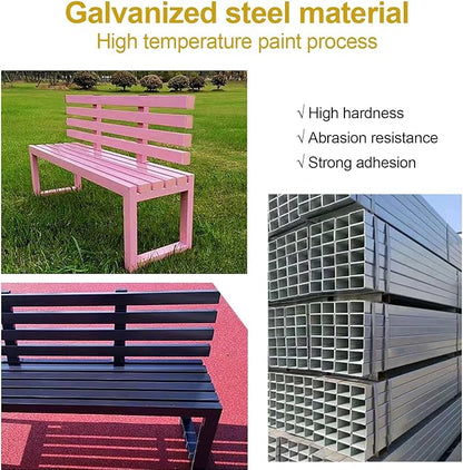 Outdoor Patio Benches, Garden Metal Bench with Backrest, for Front Porch, Yard, Patio, Entryway, Park, 500kg/1100lbs Load Bearing(Blue,100cm/39in)