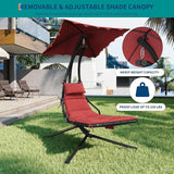Indoor Outdoor Chaise Lounge, Patio ChaiseLounge with Removable Canopy & Built-in Pillow, Hammock Chair with Stand - Photo 6