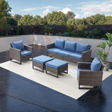 Rilyson Wicker Outdoor Patio Furniture Set - 5 Piece Patio Conversation Set with 2 Wicker Armrest Chairs - Photo 1