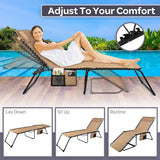 Folding Lounge Chair Outdoor Recliner - 3 Position Chaise Lounge Outdoor Beach Tanning Chair with Side Pocket and - Photo 7