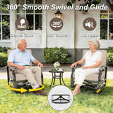 Gotland 3 Piece Patio Set, Metal Outdoor Swivel Chairs Set of 2 with 5.1’’ High-Resilience Seat Cushions Tempered Glass - Photo 3
