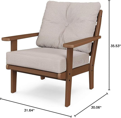POLYWOOD® Lakeside Deep Seating Chair in Teak/Dune Burlap